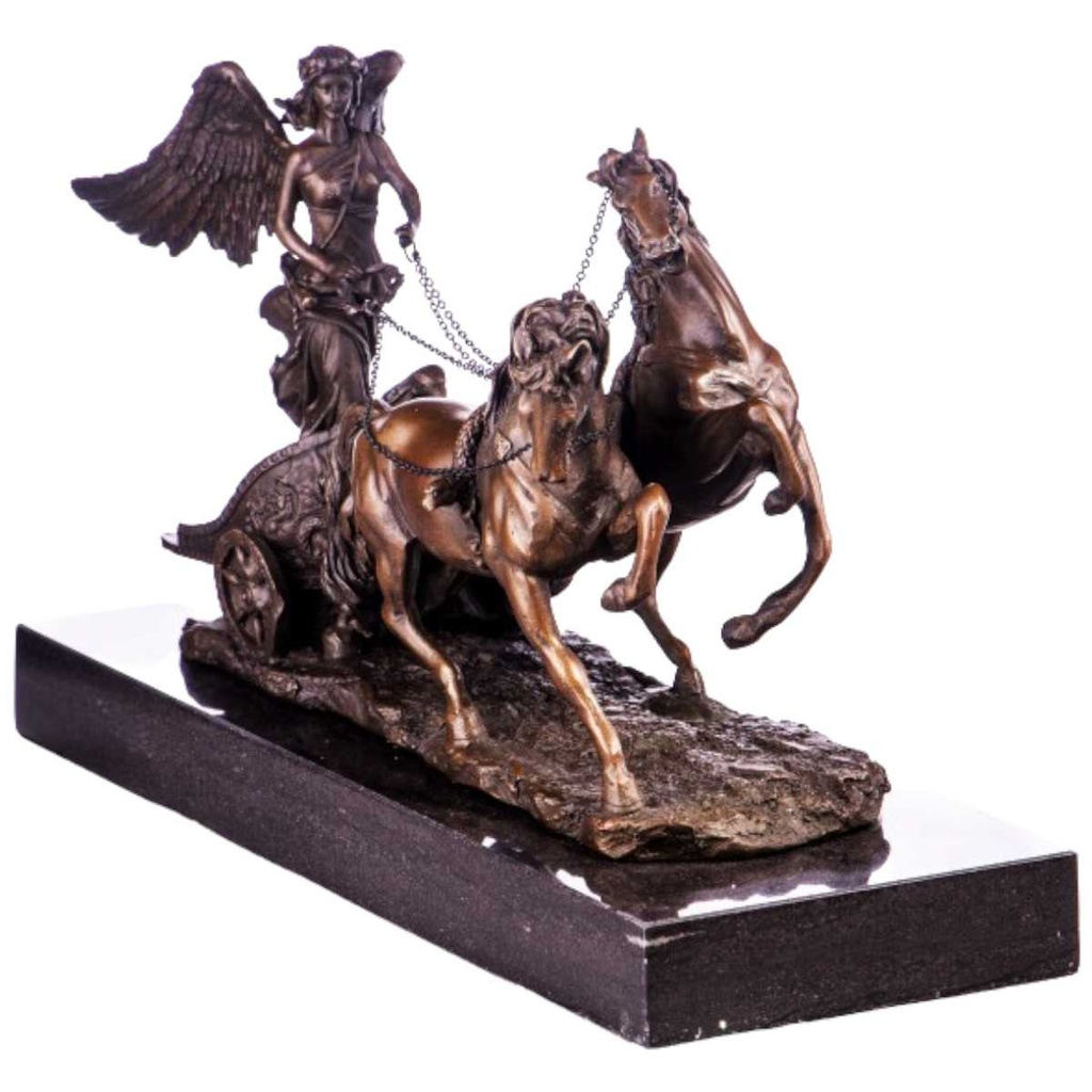 [LA-64000] Bronze Skulptur Figur Bronzeskulptur Bronzefigur Engel auf Streitwagen Bild 2