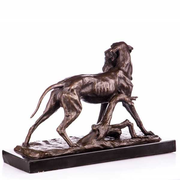 [LA-64003] Bronze Skulptur Figur Bronzeskulptur Bronzefigur Jagdhund mit Kaninchen Bild 3