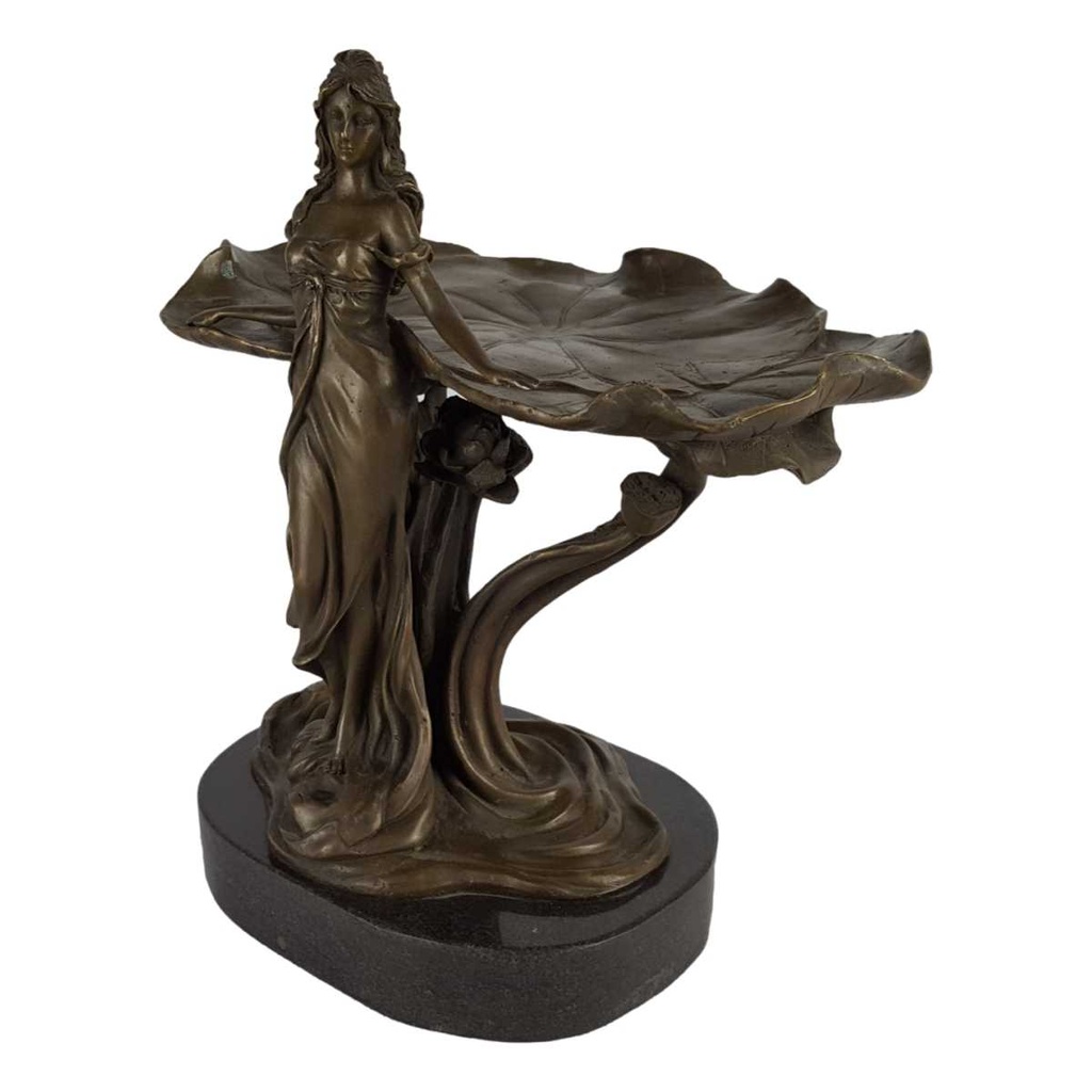[LA-64007] Bronze Skulptur Figur Bronzeskulptur Bronzefigur Frau mit Seerosen Bild 2