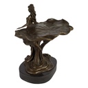 [LA-64007] Bronze Skulptur Figur Bronzeskulptur Bronzefigur Frau mit Seerosen Bild 3