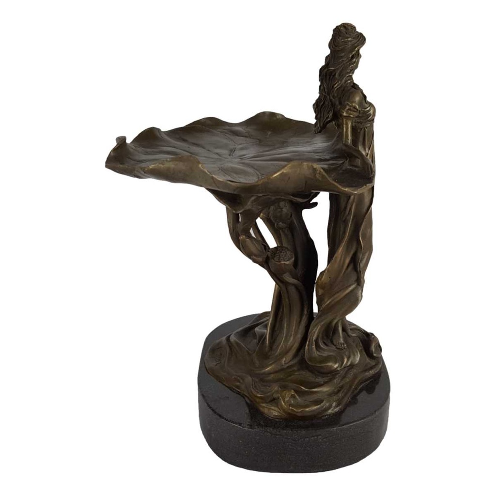 [LA-64007] Bronze Skulptur Figur Bronzeskulptur Bronzefigur Frau mit Seerosen Bild 5
