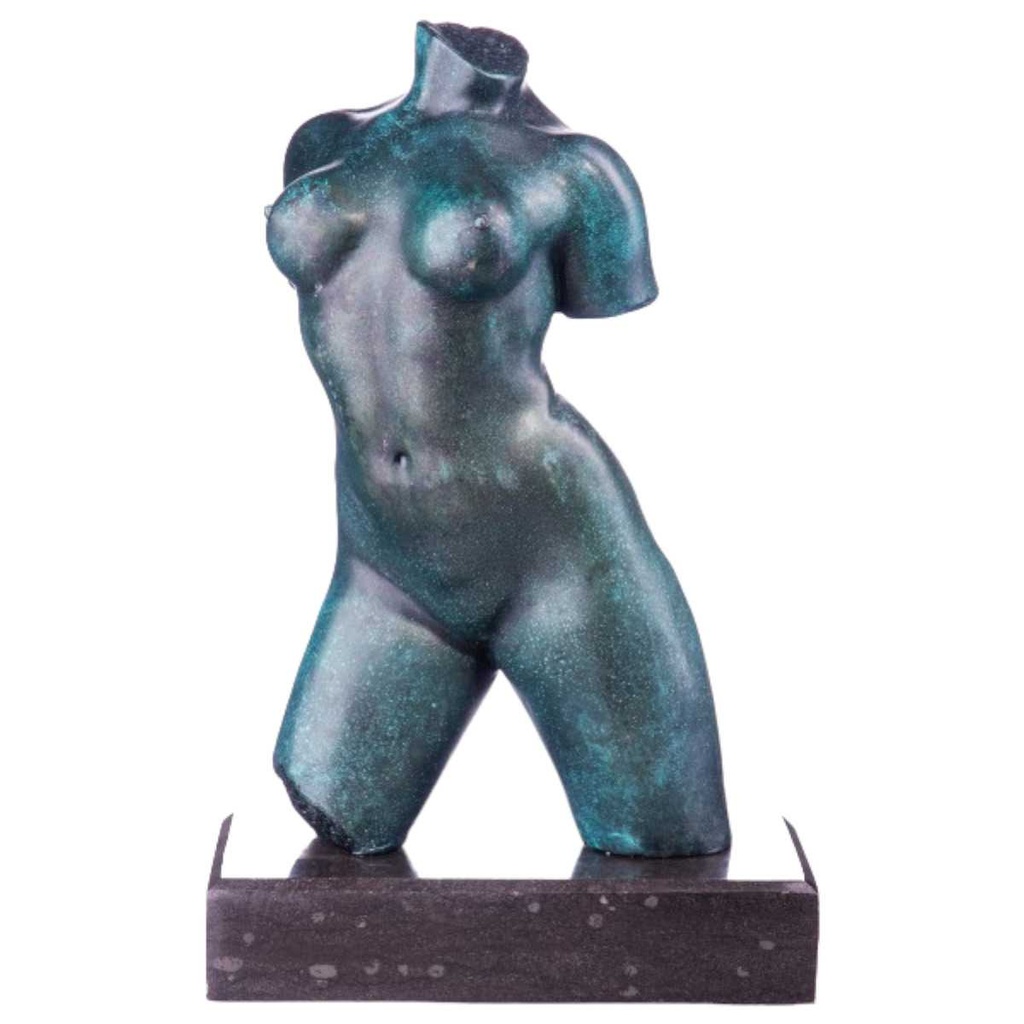 [LA-64023] Bronze grün patiniert Skulptur Figur Bronzeskulptur Bronzefigur Nakter Weiblicher Torso mit Grüner Patina Modern Abstrakt-Stil Bild 2