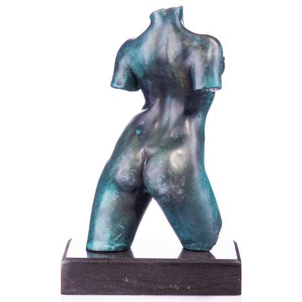 [LA-64023] Bronze grün patiniert Skulptur Figur Bronzeskulptur Bronzefigur Nakter Weiblicher Torso mit Grüner Patina Modern Abstrakt-Stil Bild 3