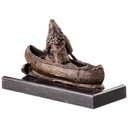 [LA-64048] Bronze Skulptur Figur Bronzeskulptur Bronzefigur Western Indianer im Kanu Western-Stil Bild 2