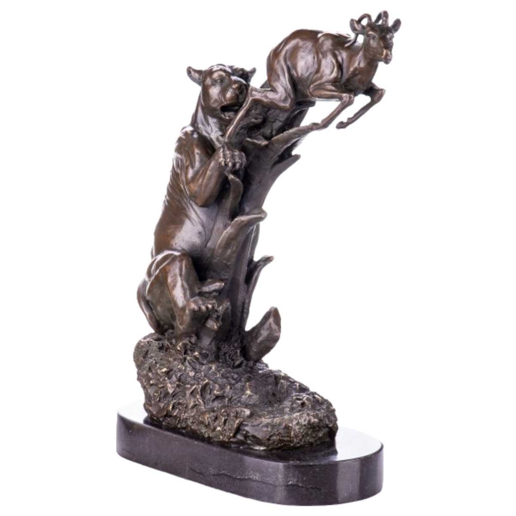 [LA-64062] Skulptur Figur Bronzeskulptur Bronzefigur Bronze Löwe und Antilope Bild 2