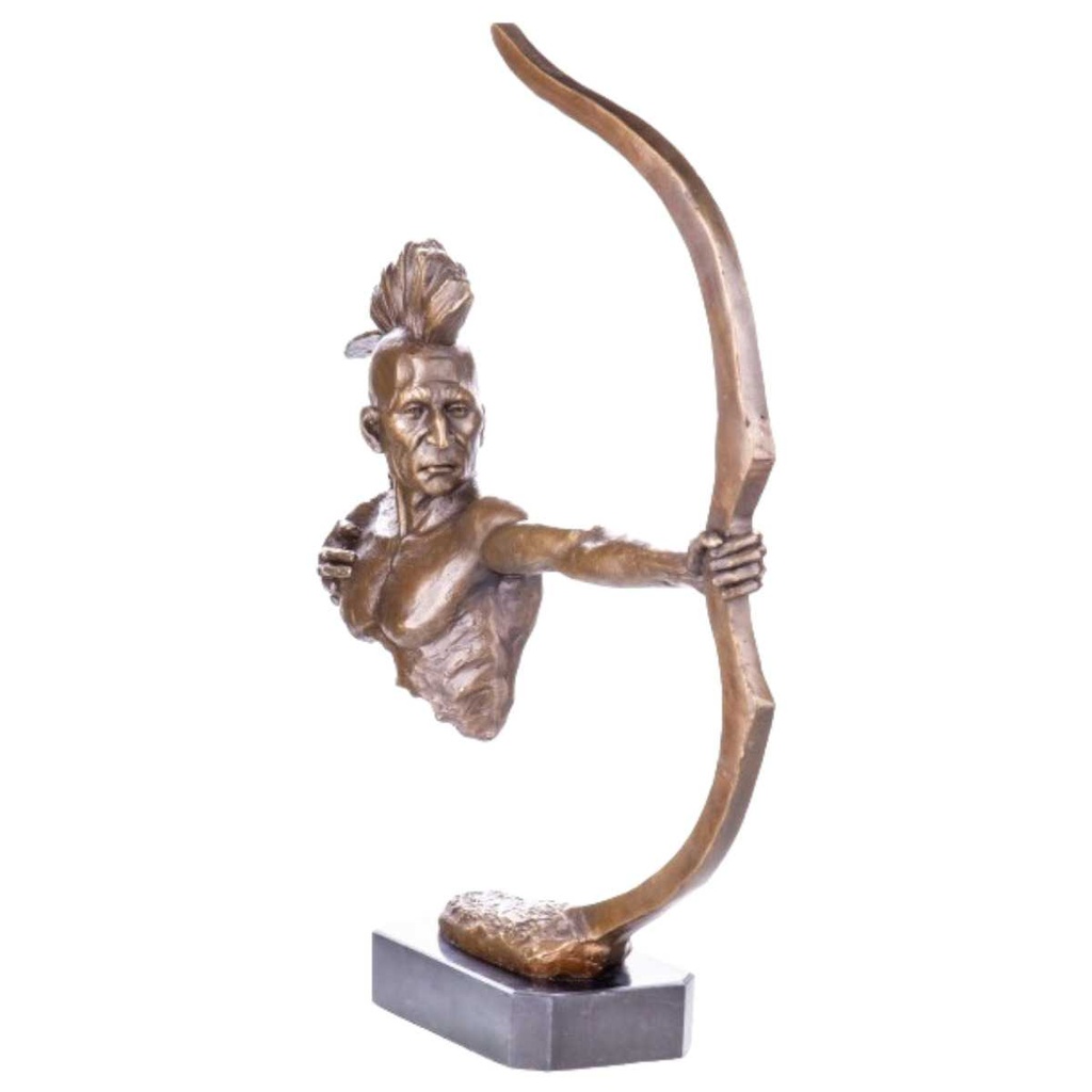 [LA-64067] Bronze Skulptur Figur Bronzeskulptur Bronzefigur Western Indianer mit Bogen Modern Abstrakt-Stil Bild 2