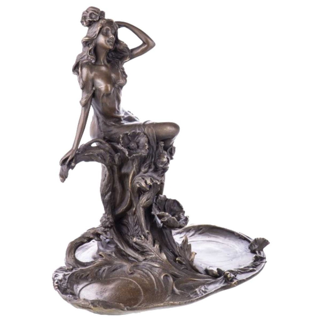 [LA-64078] Skulptur Figur Bronzeskulptur Bronzefigur Bronze Frau auf Seerosen Bild 2