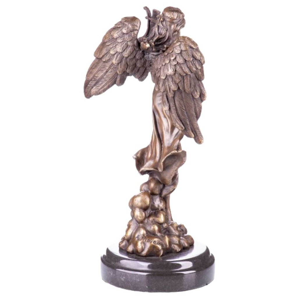[LA-64079] Bronze Skulptur Figur Bronzeskulptur Bronzefigur Engel mit Lyra Bild 2