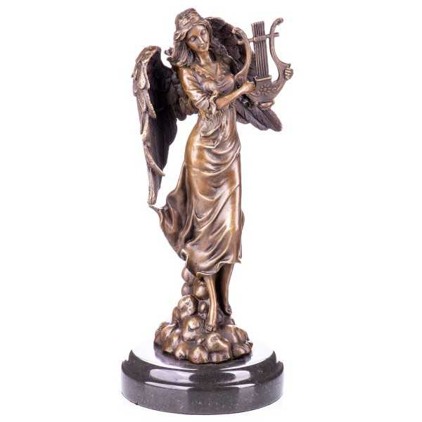[LA-64079] Bronze Skulptur Figur Bronzeskulptur Bronzefigur Engel mit Lyra Bild 4