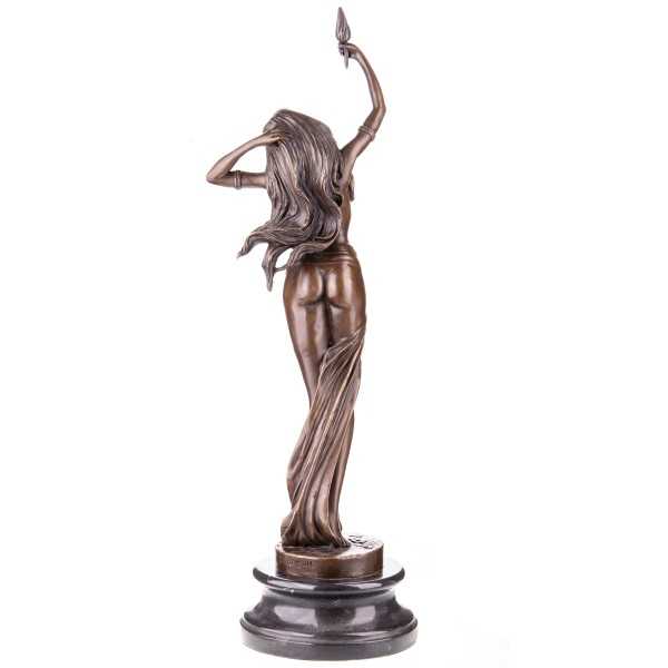 [LA-64084] Bronze Skulptur Figur Bronzeskulptur Bronzefigur Weiblicher Akt mit Fackel Bild 4