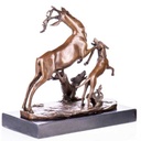 [LA-64089] Skulptur Figur Bronzeskulptur Bronzefigur Bronze Hirsch mit Jagdhunden Bild 3
