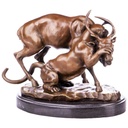 [LA-64090] Bronze Skulptur Figur Bronzeskulptur Bronzefigur Löwe Erlegt Einen Hirsch Bild 2