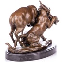 [LA-64090] Bronze Skulptur Figur Bronzeskulptur Bronzefigur Löwe Erlegt Einen Hirsch Bild 3