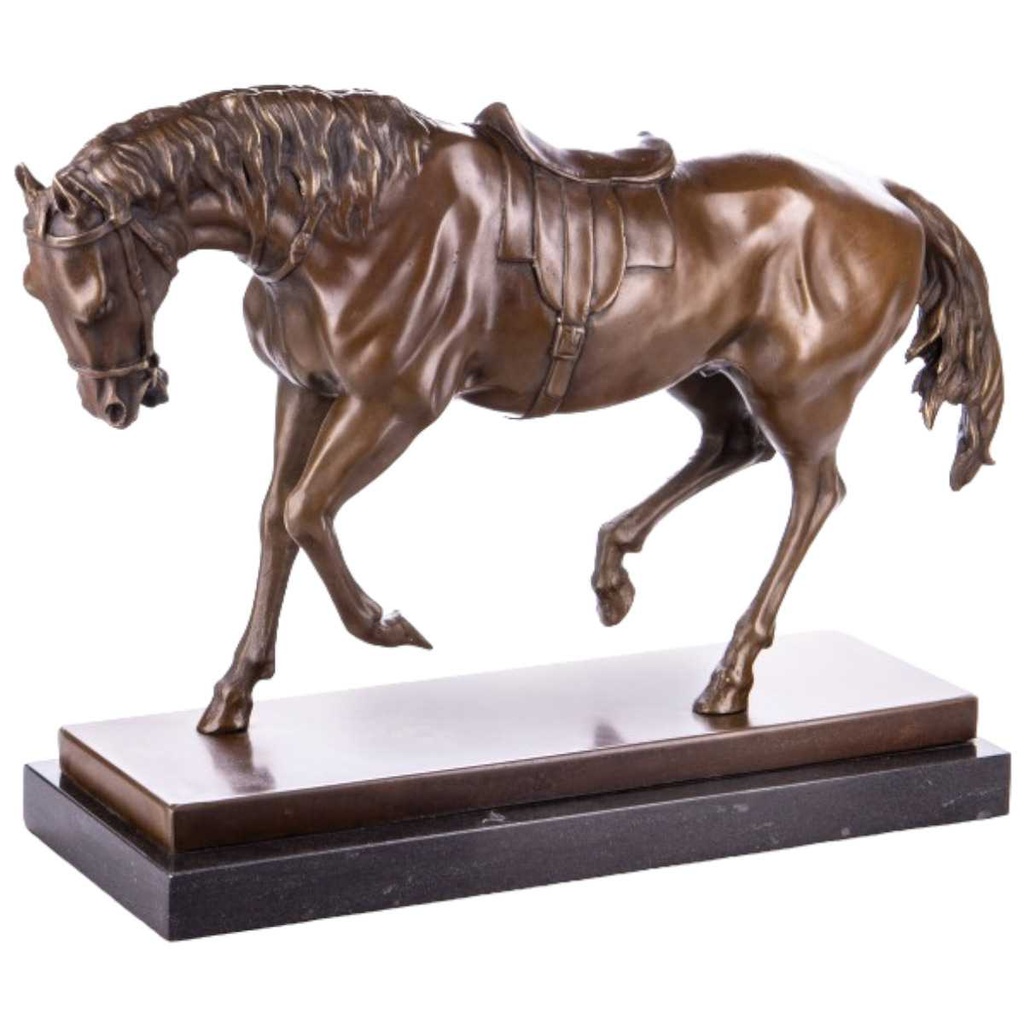 [LA-64092] Bronze Skulptur Figur Bronzeskulptur Bronzefigur Pferd mit Sattel Bild 2
