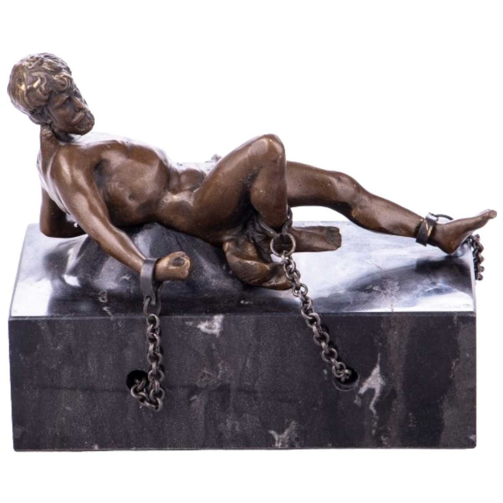 [LA-64101] Bronze Skulptur Figur Bronzeskulptur Bronzefigur Mythologie Des Titanen Prometheus Am Felsen Festgek Bild 2