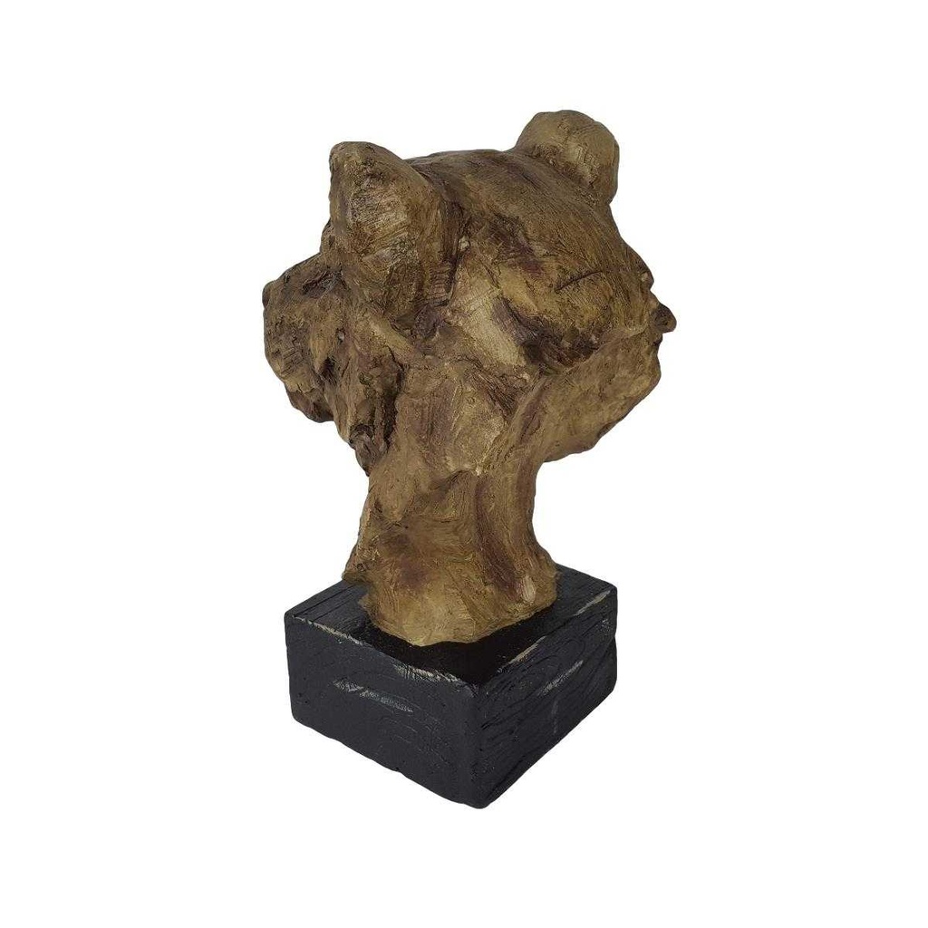 [LA-64252] Figur Skulptur MGO Löwinkopf Löwenkopf auf Holzsockel H 32,4 cm Bild 3