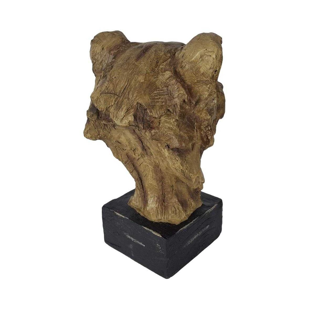 [LA-64252] Figur Skulptur MGO Löwinkopf Löwenkopf auf Holzsockel H 32,4 cm Bild 5