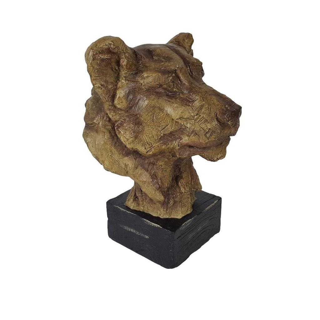 [LA-64252] Figur Skulptur MGO Löwinkopf Löwenkopf auf Holzsockel H 32,4 cm Bild 7