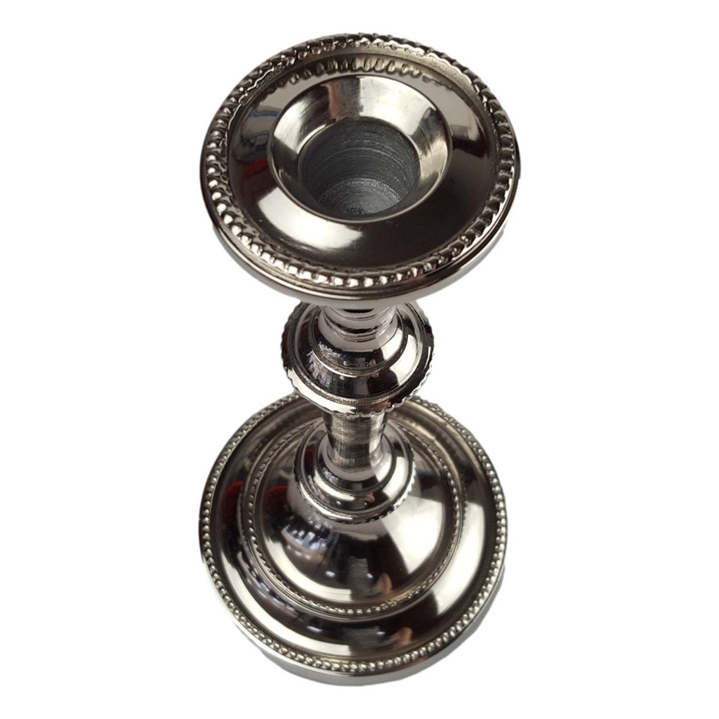 [LA-70661] Kerzenständer Kerzenleuchter Kerzenhalter Aluminium Vernickelt H 22 cm Bild 4