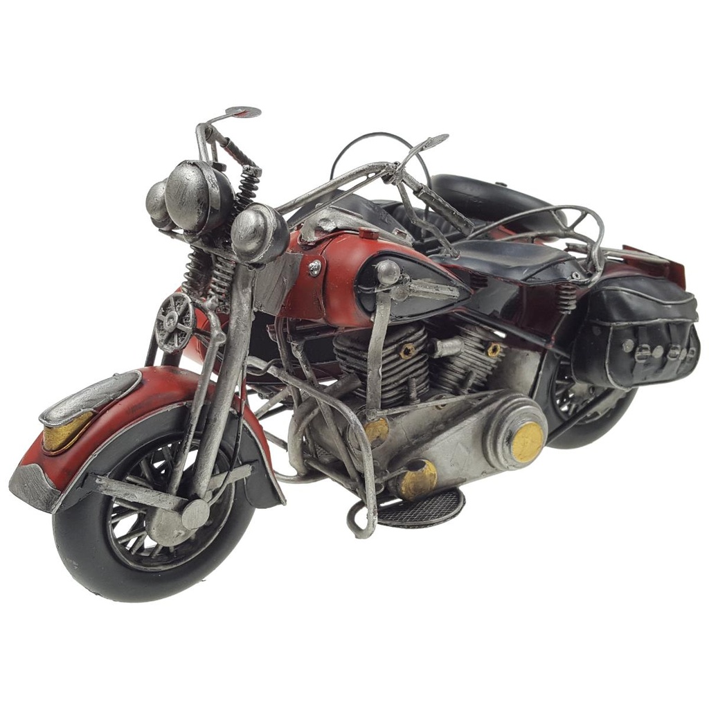 [LA-70808] Blechmodell Blechauto Blechmotorrad Motorrad mit Beiwagen rot-schwarz 36x18 cm Bild 2