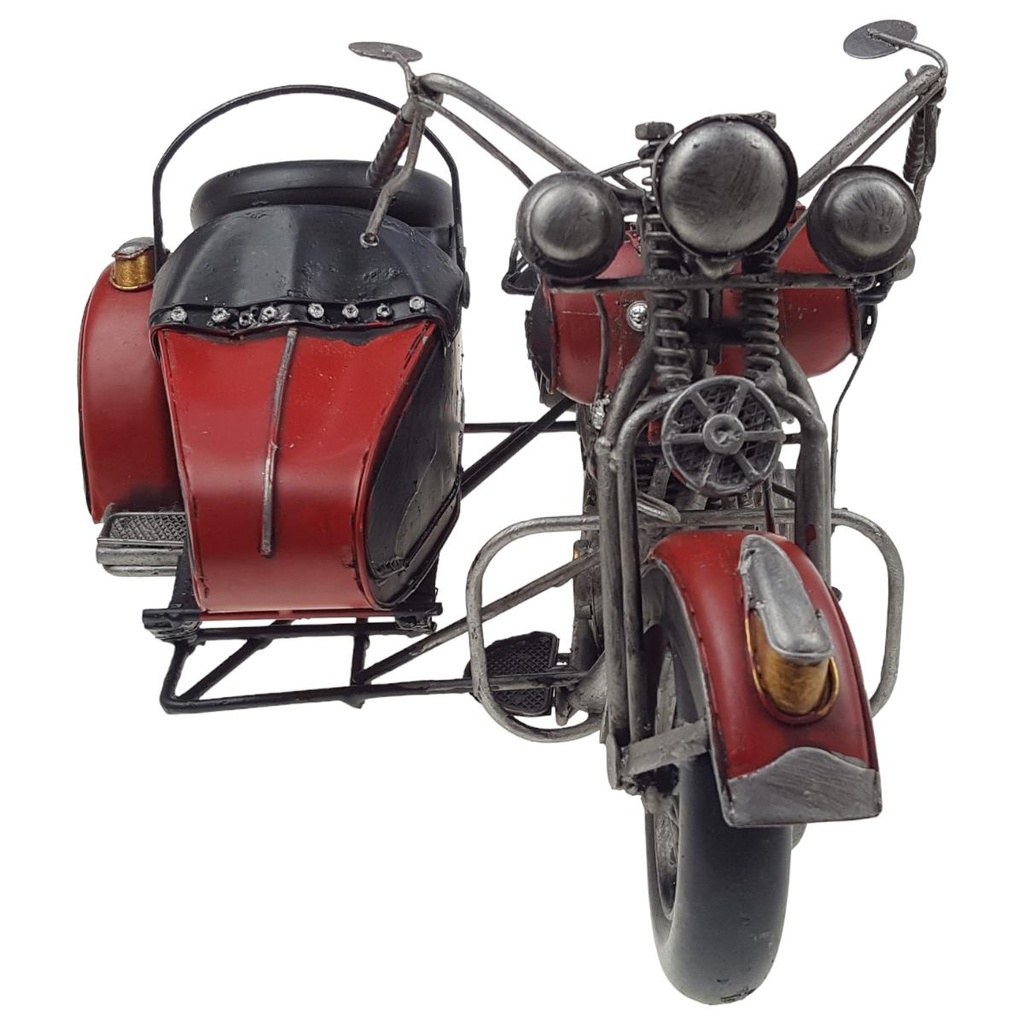 [LA-70808] Blechmodell Blechauto Blechmotorrad Motorrad mit Beiwagen rot-schwarz 36x18 cm Bild 6