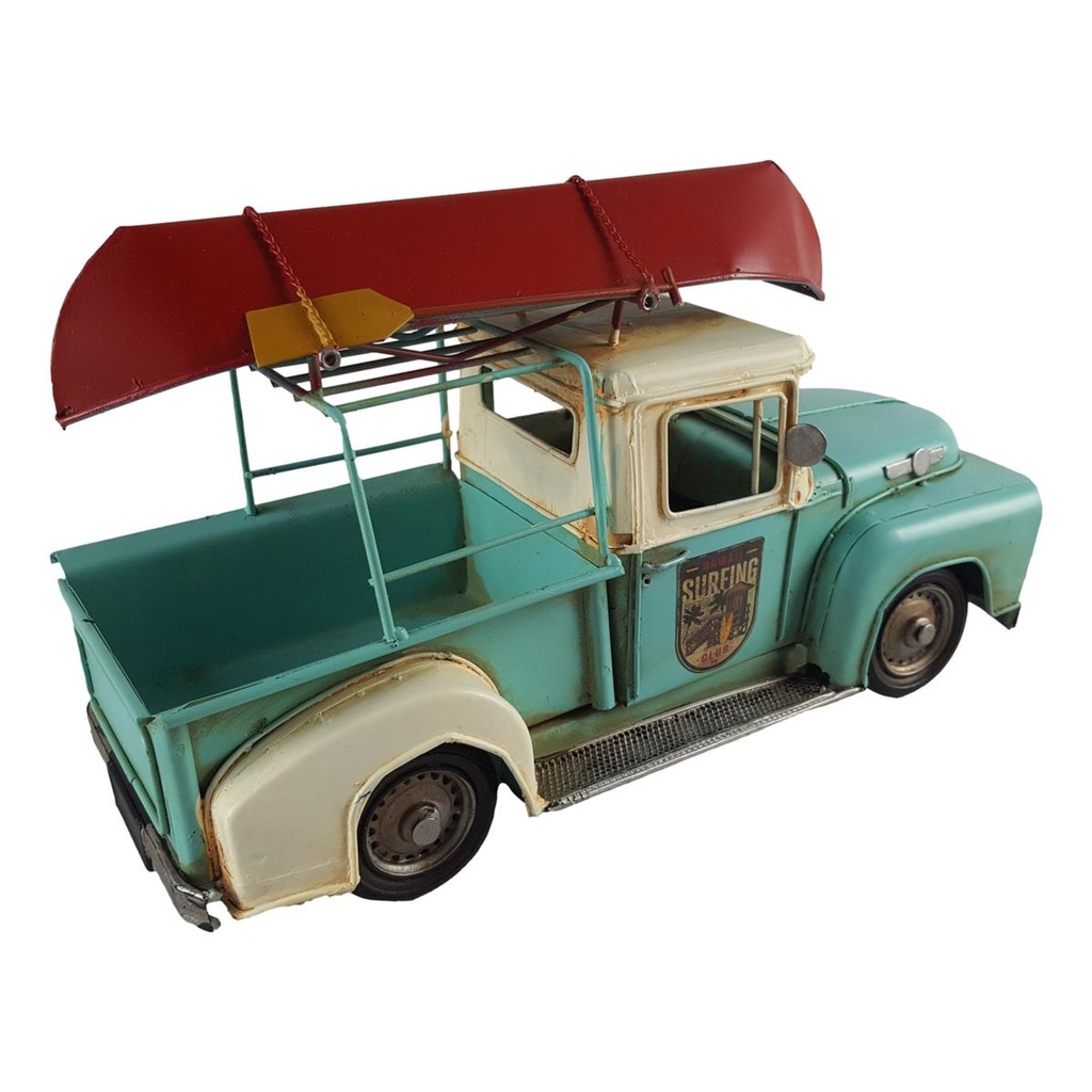 [LA-70811] Blechmodell Modellauto Blechauto Oldtimer Pick-Up mit Boot L 32 cm Bild 3