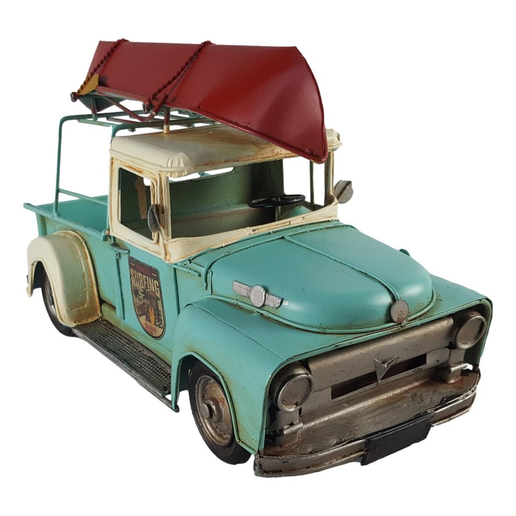 [LA-70811] Blechmodell Modellauto Blechauto Oldtimer Pick-Up mit Boot L 32 cm Bild 4