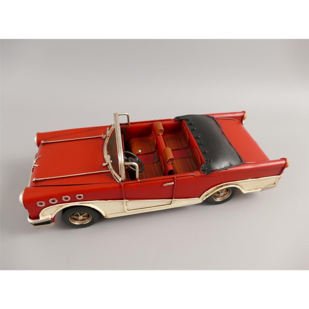 [LA-70847] Blechmodell Modellauto Blechauto PKW Oldtimer Cabrio Rot-Beige 25x7 cm Bild 2