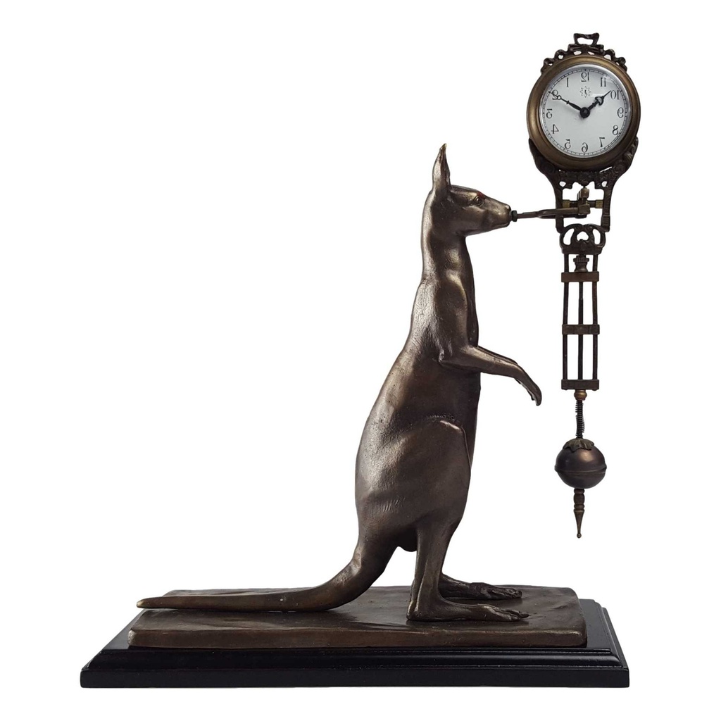 [LA-81018] Skulptur Figur Tischuhr Schwingpendeluhr Messing Känguru Kangaroo Bild 2