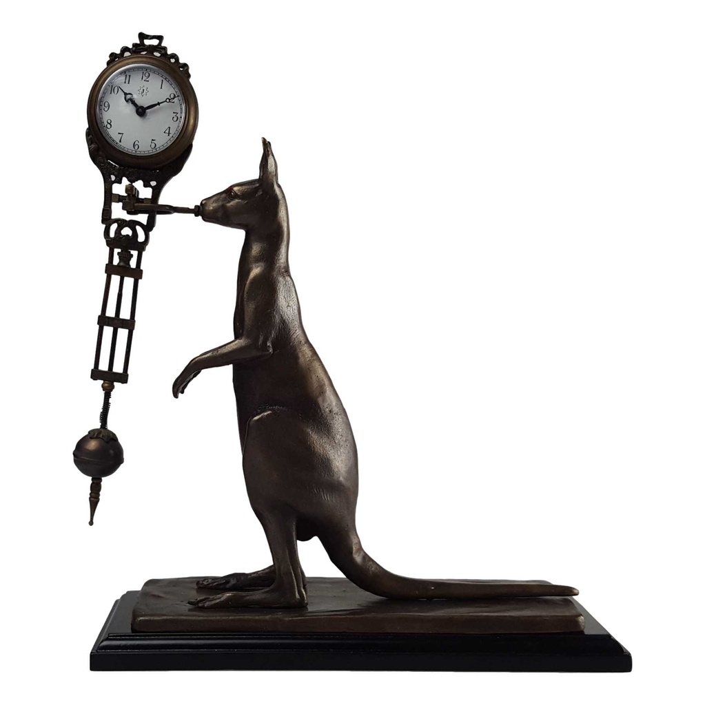 [LA-81018] Skulptur Figur Tischuhr Schwingpendeluhr Messing Känguru Kangaroo Bild 3