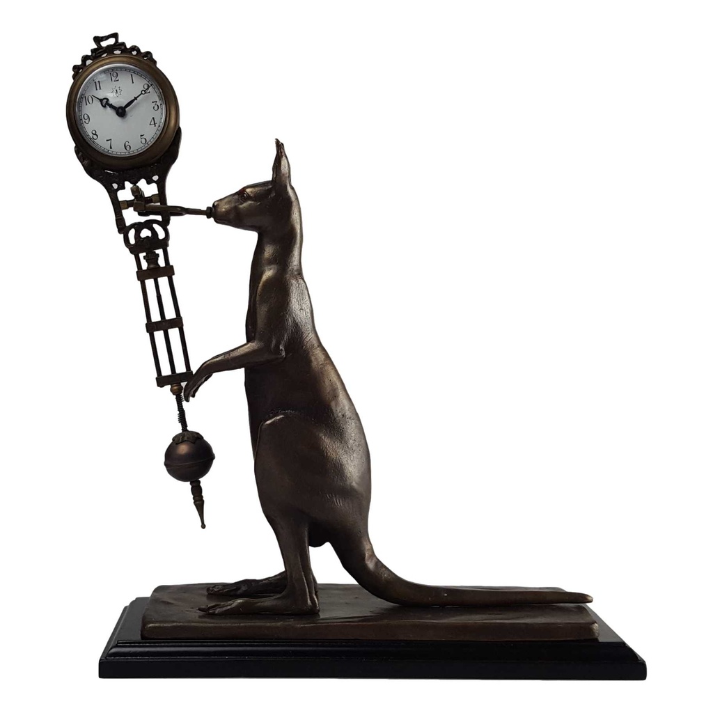 [LA-81018] Skulptur Figur Tischuhr Schwingpendeluhr Messing Känguru Kangaroo Bild 4