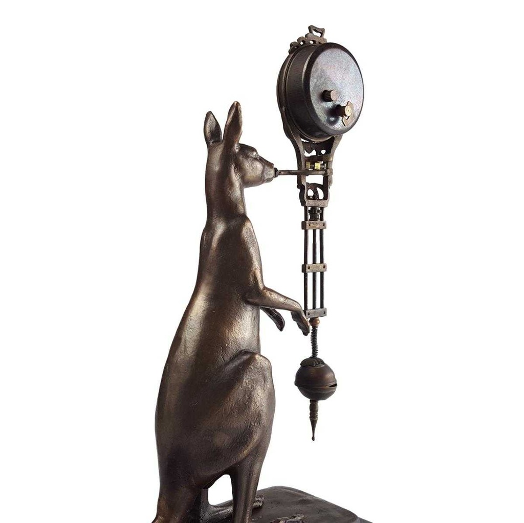 [LA-81018] Skulptur Figur Tischuhr Schwingpendeluhr Messing Känguru Kangaroo Bild 8