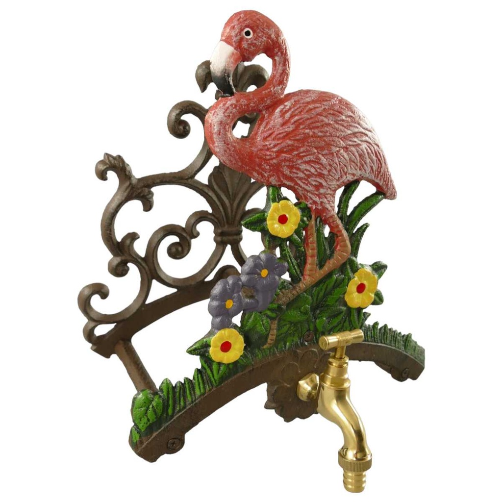 [LA-81917] Schlauchhalter Gartenschlauchhalter Garten Gusseisen Flamingo bunt Bild 2