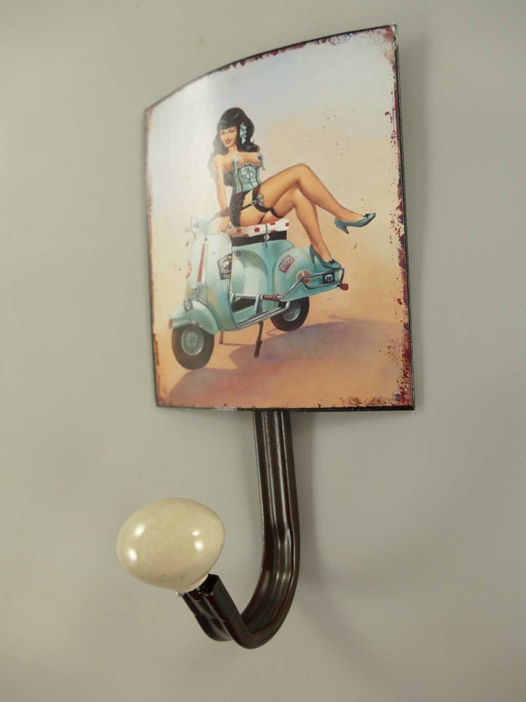 [LA-82121] Garderobenhaken Kleiderhaken Wandhaken Mantelhaken - Frau Motorrad Bild 3