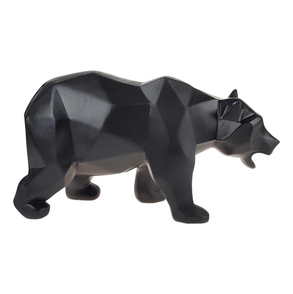 [LA-84174] Skulptur Figur Polygonal Kunstharz Bär Schwarz Bild 3