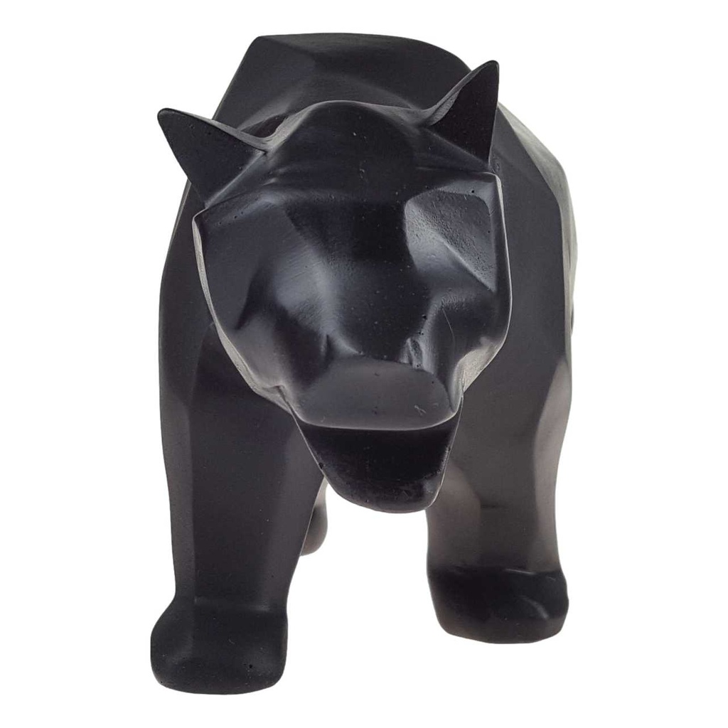 [LA-84174] Skulptur Figur Polygonal Kunstharz Bär Schwarz Bild 4