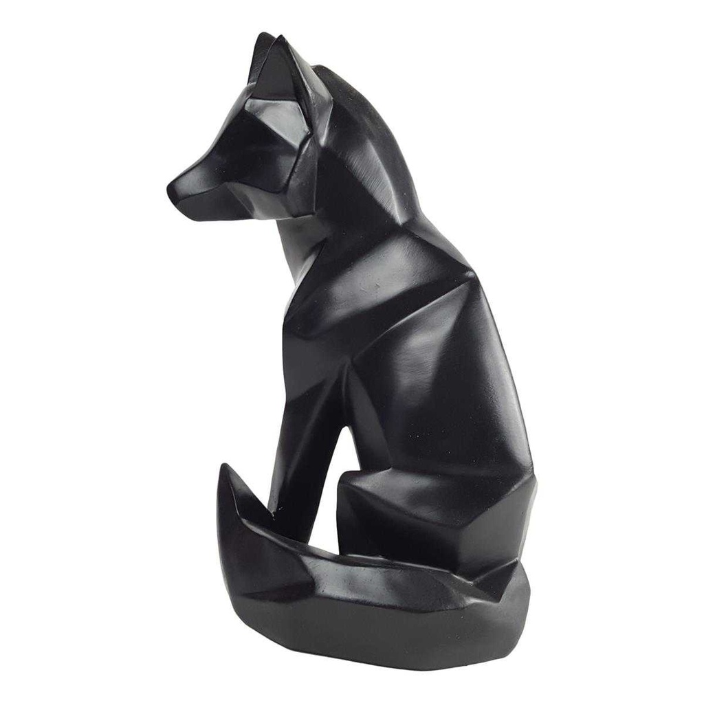 [LA-84180] Skulptur Figur Polygonal Kunstharz Fuchs Schwarz Bild 2