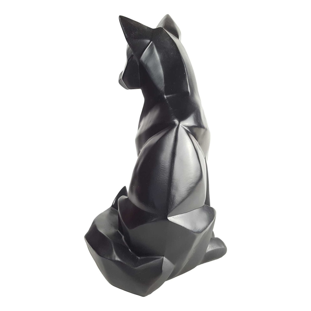 [LA-84180] Skulptur Figur Polygonal Kunstharz Fuchs Schwarz Bild 3