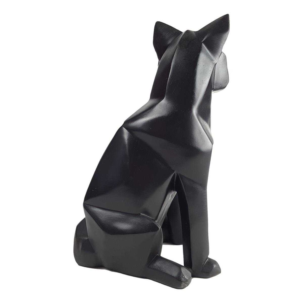 [LA-84180] Skulptur Figur Polygonal Kunstharz Fuchs Schwarz Bild 4