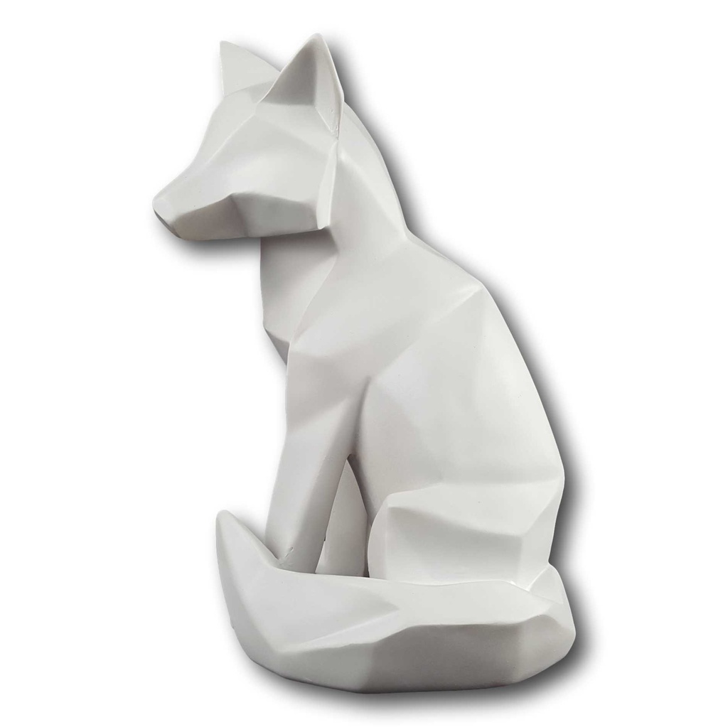 [LA-84181] Skulptur Figur Polygonal Kunstharz Fuchs Weiß Bild 2