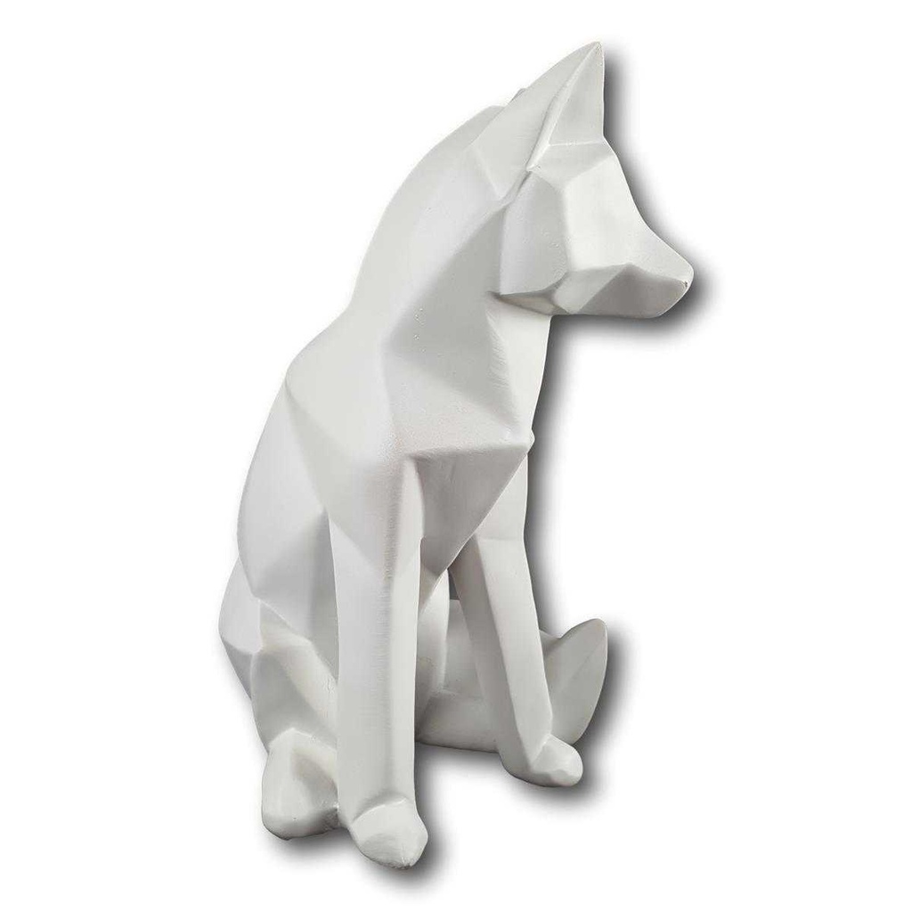 [LA-84181] Skulptur Figur Polygonal Kunstharz Fuchs Weiß Bild 5
