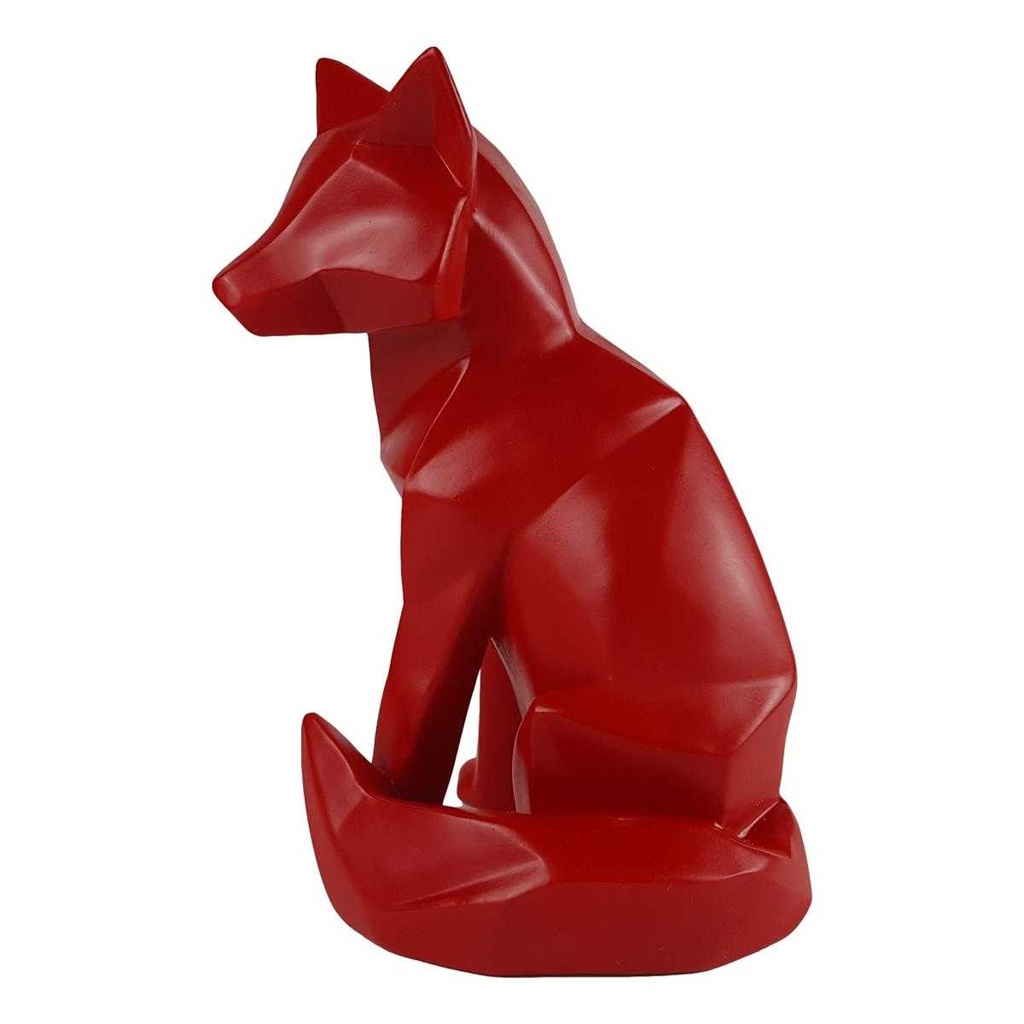 [LA-84182] Skulptur Figur Polygonal Kunstharz Fuchs Rot Bild 2