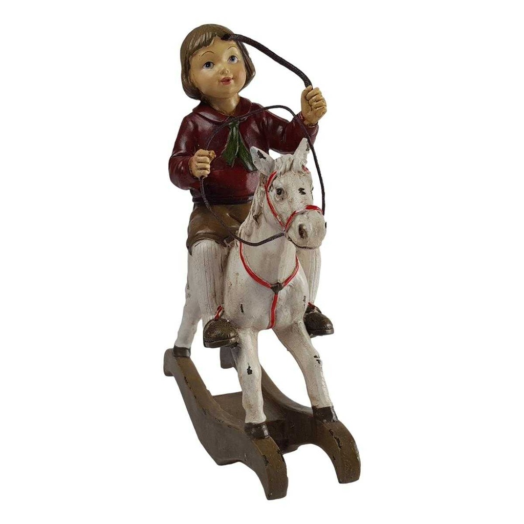 [LA-84304] Harz Figur Skulptur handbemalt Junge auf Schaukelpferd Bild 3