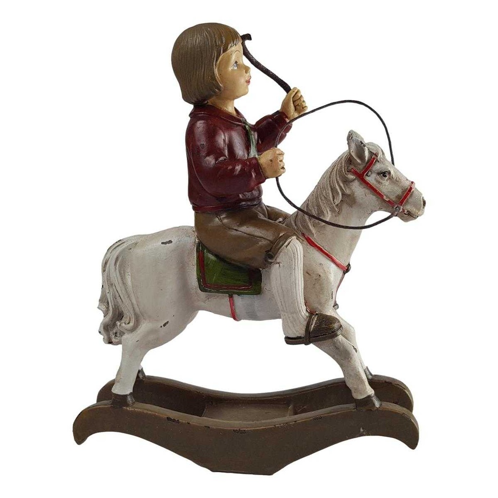 [LA-84304] Harz Figur Skulptur handbemalt Junge auf Schaukelpferd Bild 5