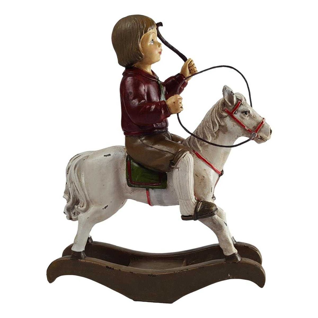 [LA-84304] Harz Figur Skulptur handbemalt Junge auf Schaukelpferd Bild 7