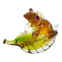 [LA-85356] Figur Glas Murano-Stil Frosch auf Blatt bunt Bild 3