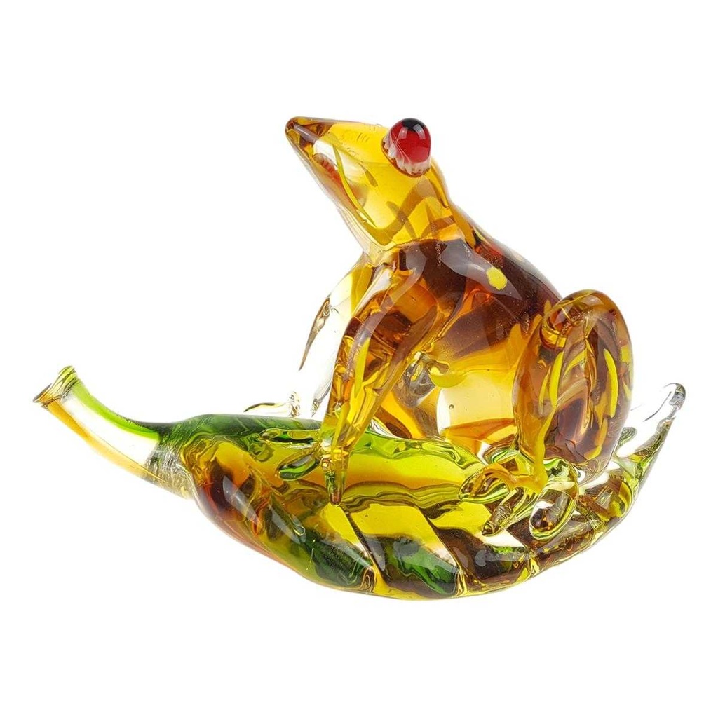 [LA-85356] Figur Glas Murano-Stil Frosch auf Blatt bunt Bild 4