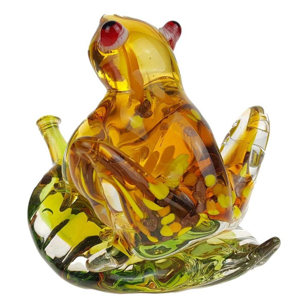 [LA-85356] Figur Glas Murano-Stil Frosch auf Blatt bunt Bild 5