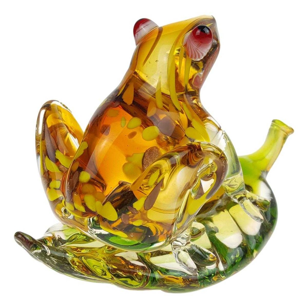 [LA-85356] Figur Glas Murano-Stil Frosch auf Blatt bunt Bild 6