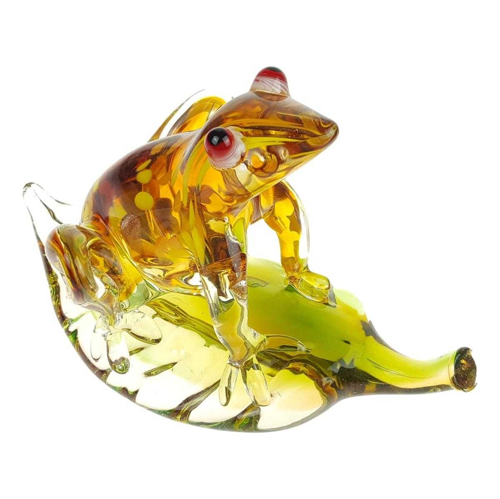 [LA-85356] Figur Glas Murano-Stil Frosch auf Blatt bunt Bild 7